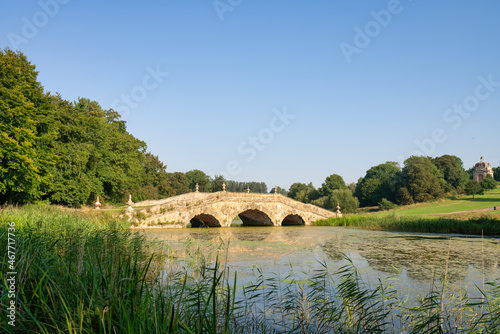 The Oxford bridge at Stowe gardens in England photo