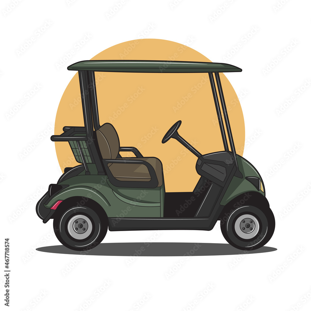 green golf cart illustration