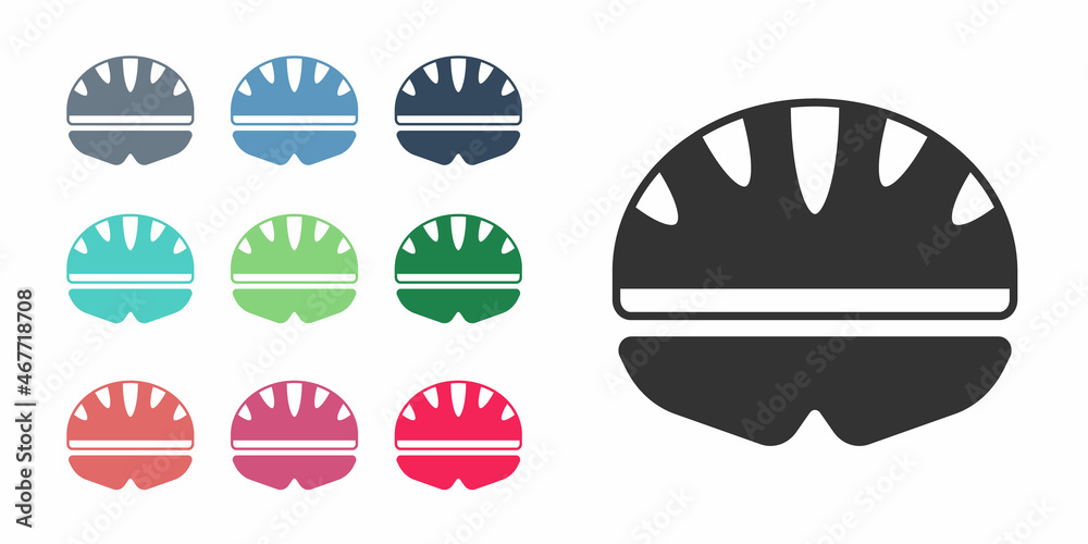 Black Bicycle helmet icon isolated on white background. Extreme sport. Sport equipment. Set icons colorful. Vector