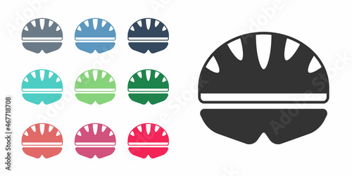 Black Bicycle helmet icon isolated on white background. Extreme sport. Sport equipment. Set icons colorful. Vector