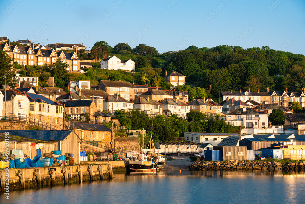 Newlyn town harbour at sunrise in Cornwall. United Kingdom