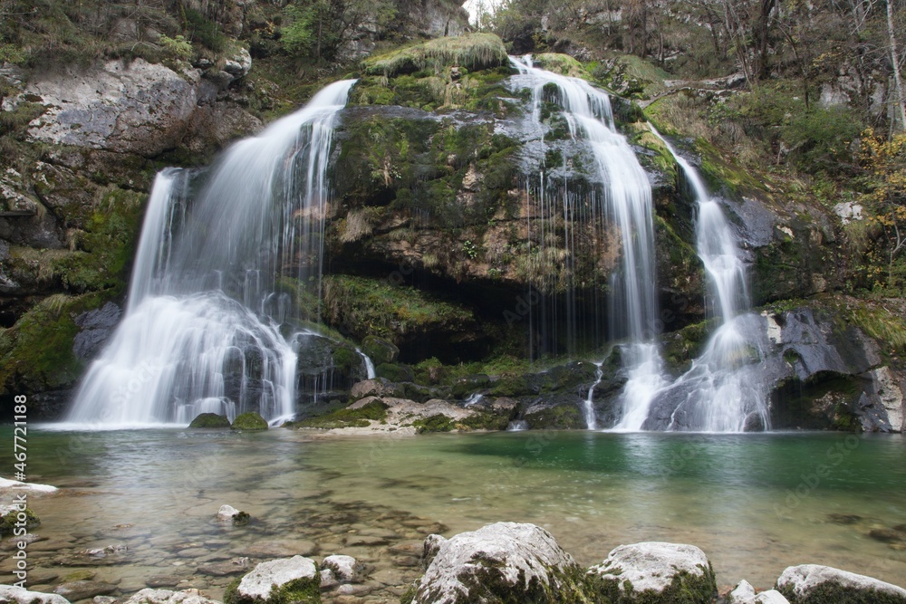 Slap Virje (Virje Waterfall) by drone in Slovenia Slap Virje (Virje Waterfall) by drone in Slovenia
