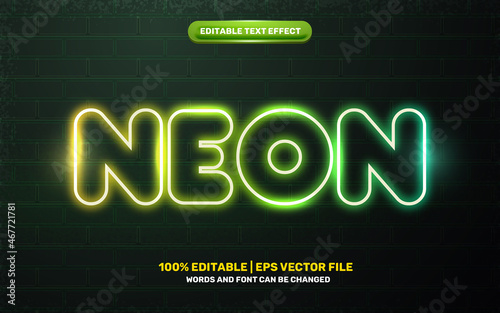 Green blue neon light game editable text effect