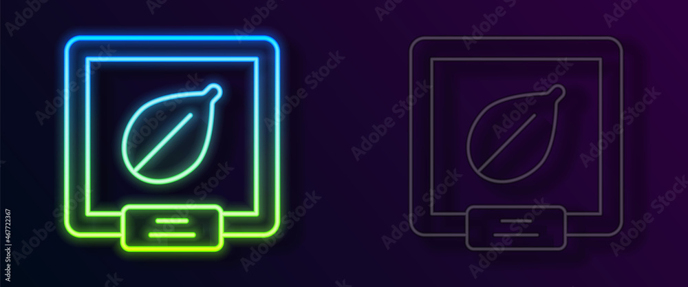 Glowing neon line Seeds of a specific plant icon isolated on black background. Vector Glowing neon line Seeds of a specific plant icon isolated on black background. Vector