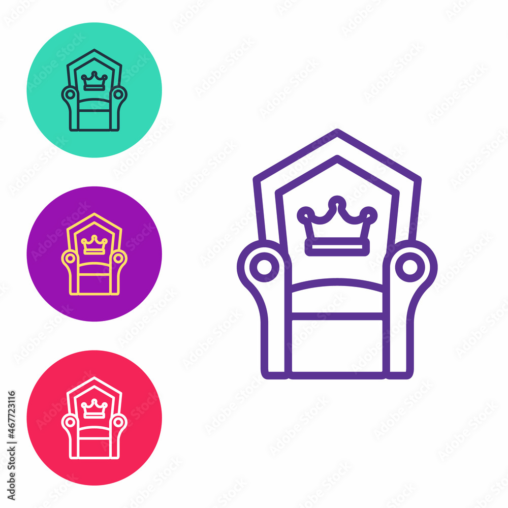 Set line Medieval throne icon isolated on white background. Set icons colorful. Vector Set line Medieval throne icon isolated on white background. Set icons colorful. Vector