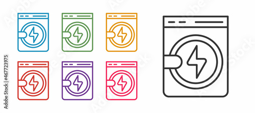 Set line Washer icon isolated on white background. Washing machine icon. Clothes washer - laundry machine. Home appliance symbol. Set icons colorful. Vector