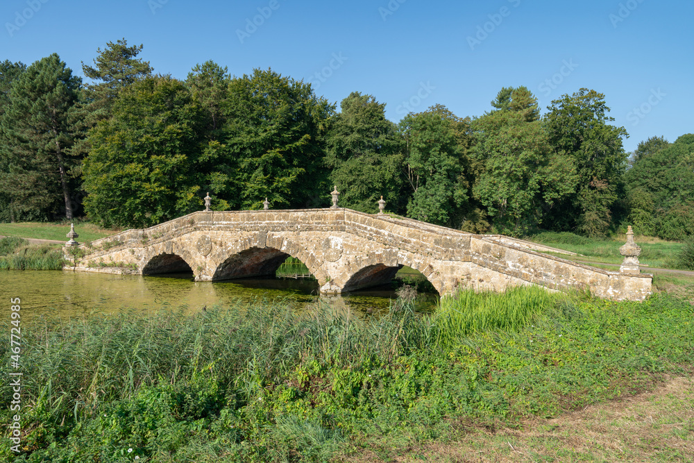 The Oxford bridge at Stowe gardens in England The Oxford bridge at Stowe gardens in England