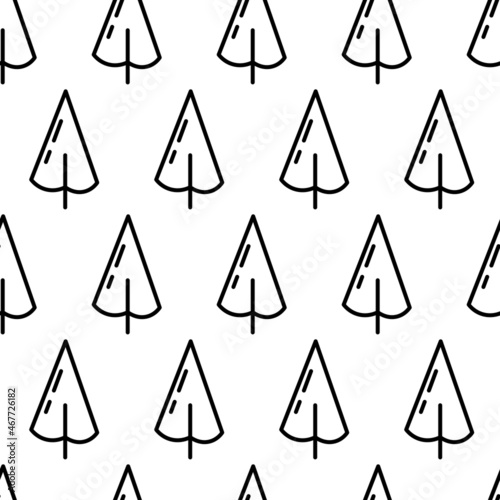 Black and white seamless pattern with tree icon. Vector trees symbol sign. Plants  landscape design for print  card  postcard  fabric  textile. Business idea concept