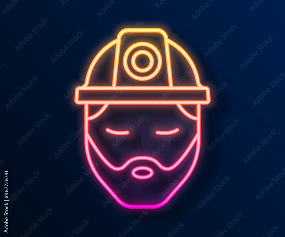 Glowing neon line Builder icon isolated on black background. Construction worker. Vector Glowing neon line Builder icon isolated on black background. Construction worker. Vector