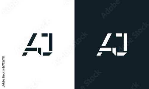 Creative minimal abstract letter AJ logo.