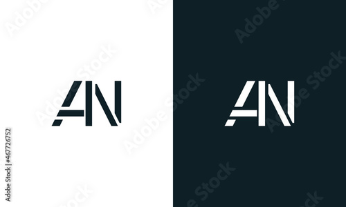 Creative minimal abstract letter AN logo.