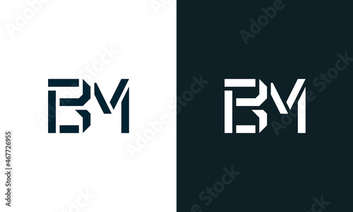 Creative minimal abstract letter BM logo.