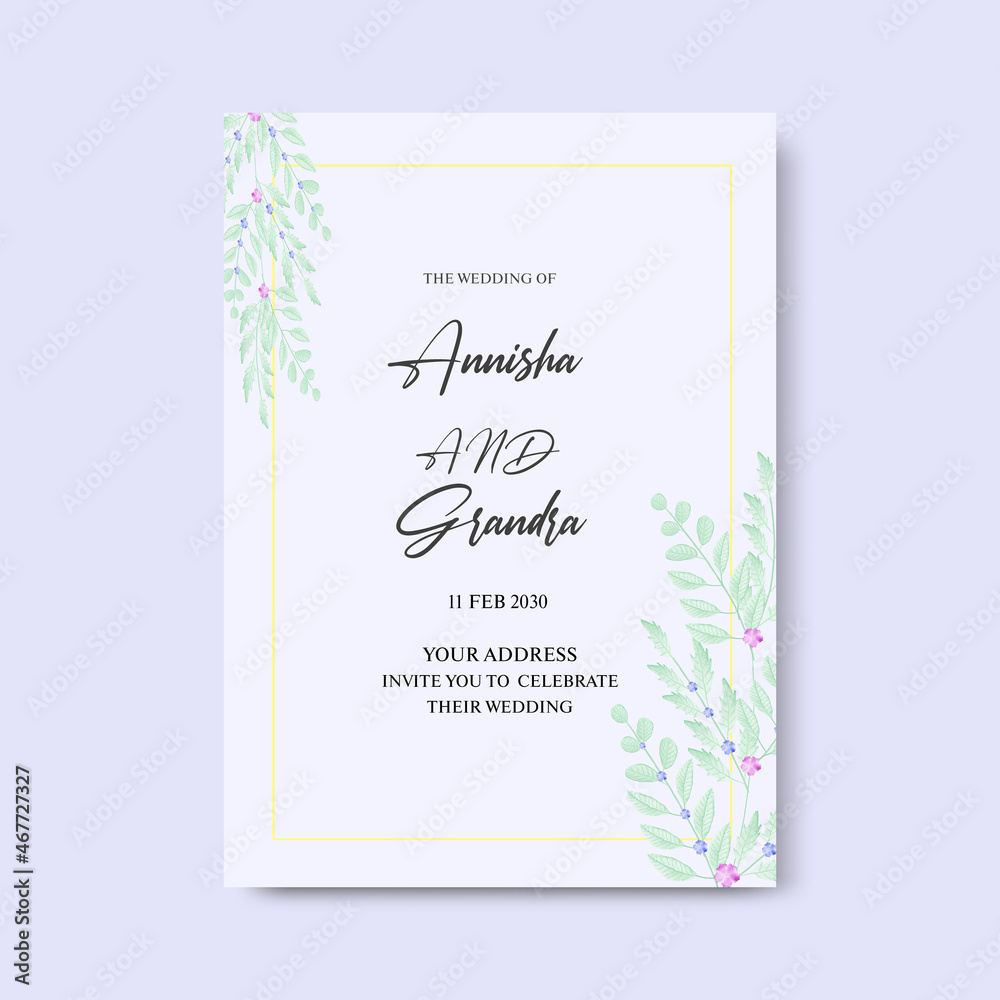 Watercolor wedding invitation card template