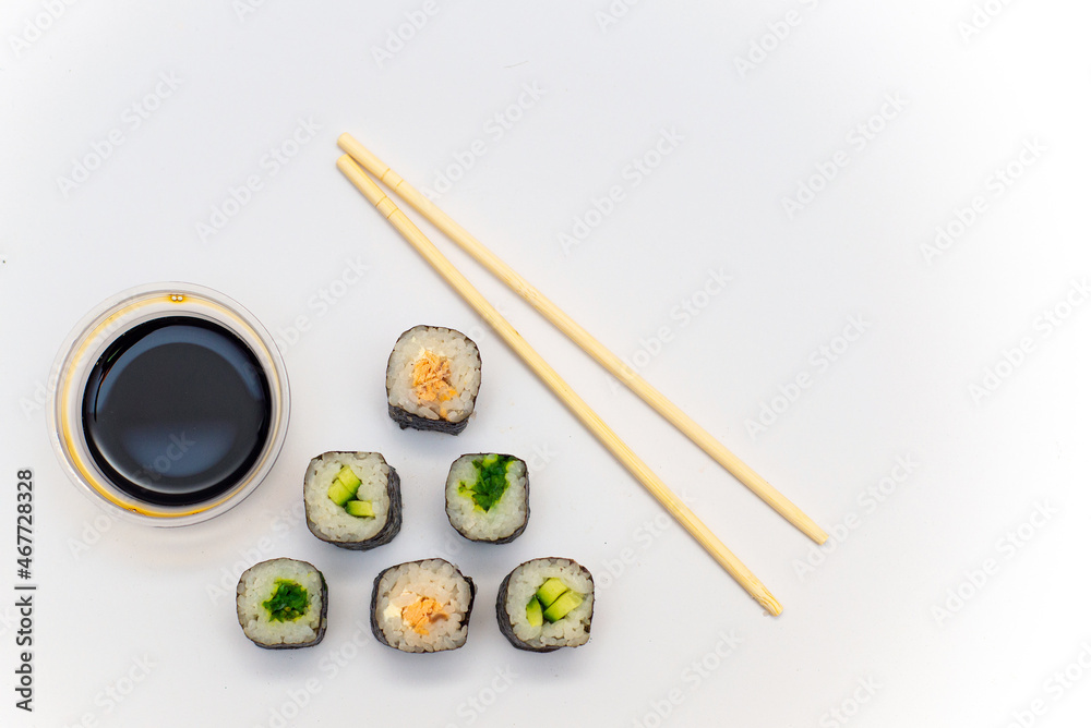 Philadelphia roll sushi with salmon, shrimps, avocado, cream cheese. Sushi menu. Japanese food Philadelphia roll sushi with salmon, shrimps, avocado, cream cheese. Sushi menu. Japanese food