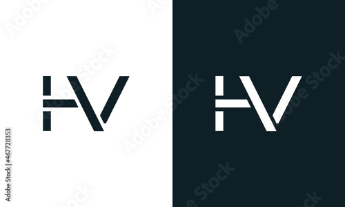 Creative minimal abstract letter HV logo.