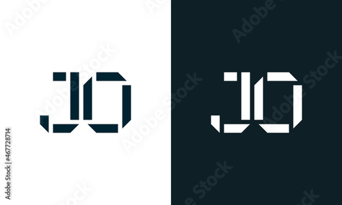 Creative minimal abstract letter JO logo.