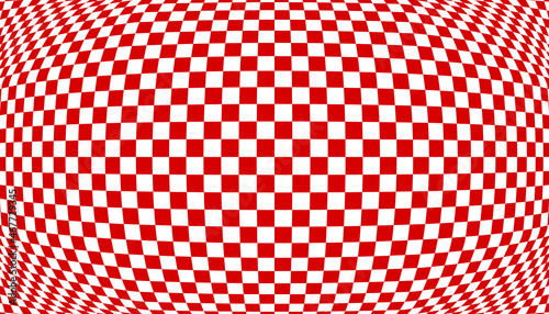 Distorted surface. Chess background with distortion. Optical illusion banner