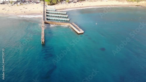 aerial look of pier by the beach in Puerto Rico photo