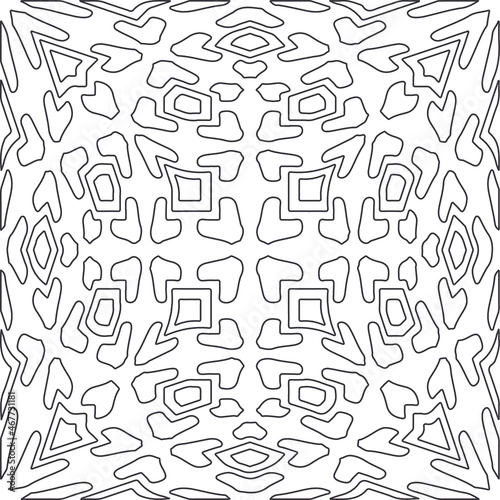 Vector pattern with symmetrical elements . Repeating geometric tiles from striped elements.large black pattern . 