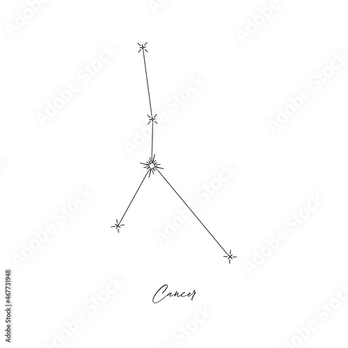 Constellation Cancer, horoscope, stars, astrology. Line illustration, vector.
