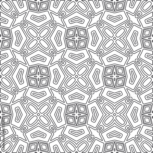 Vector pattern with symmetrical elements . Repeating geometric tiles from striped elements.large black pattern .