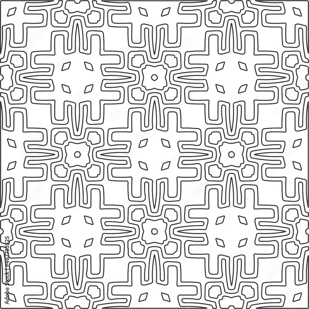 Vector pattern with symmetrical elements . Repeating geometric tiles from striped elements.large black pattern .