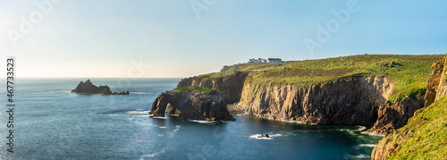 Land's End panorama with Enys Dodman arch, Cornwall photo
