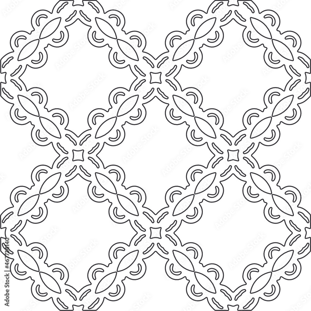 Vector pattern with symmetrical elements . Repeating geometric tiles from striped elements.large black pattern .