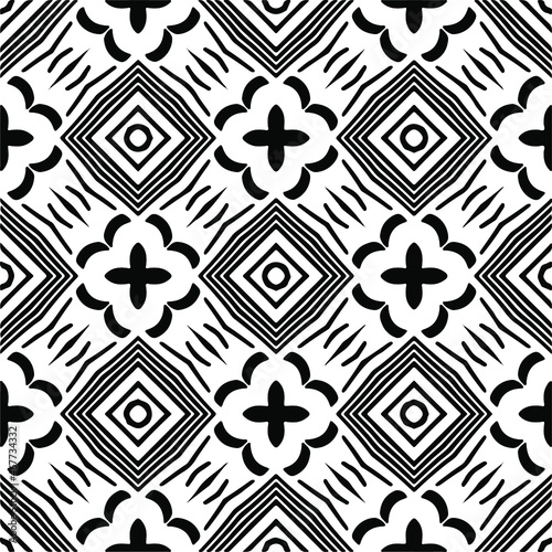 Vector seamless pattern. Modern stylish texture. Composition from regularly repeating geometrical elements. Vector illustrations. Black and white pattern.