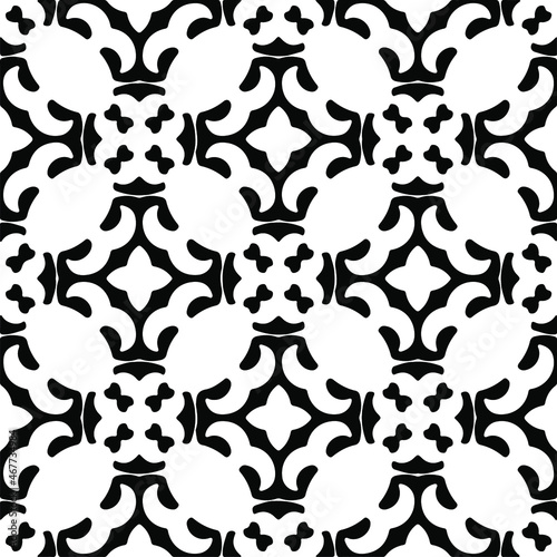 Vector seamless pattern. Modern stylish texture. Composition from regularly repeating geometrical elements. Vector illustrations. Black and white pattern.
