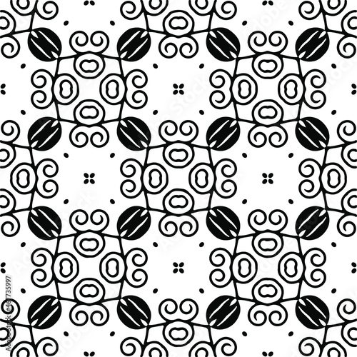 Vector seamless pattern. Modern stylish texture. Composition from regularly repeating geometrical elements. Vector illustrations. Black and white pattern.