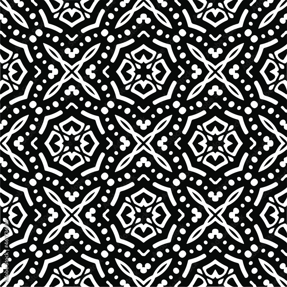 Vector seamless pattern. Modern stylish texture. Composition from regularly repeating geometrical elements. Vector illustrations. Black and white pattern.