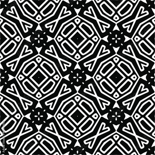  Vector seamless pattern. Modern stylish texture. Composition from regularly repeating geometrical elements. Vector illustrations. Black and white pattern.