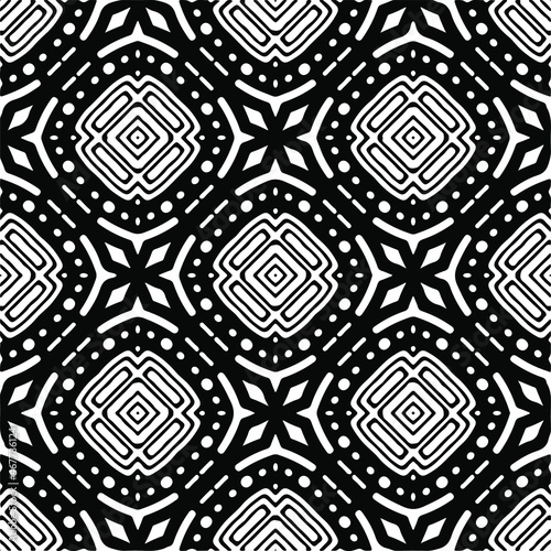  Vector seamless pattern. Modern stylish texture. Composition from regularly repeating geometrical elements. Vector illustrations. Black and white pattern.