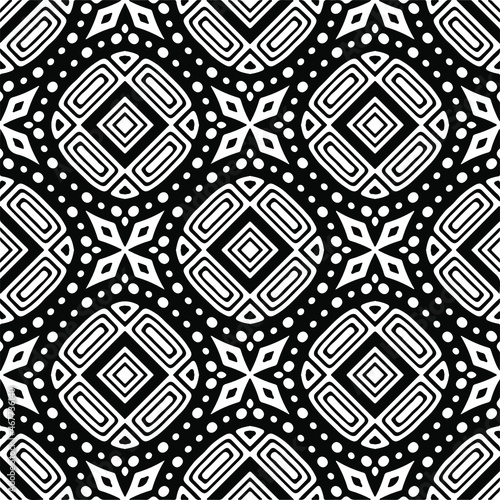  Vector seamless pattern. Modern stylish texture. Composition from regularly repeating geometrical elements. Vector illustrations. Black and white pattern.