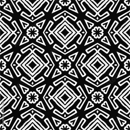  Vector seamless pattern. Modern stylish texture. Composition from regularly repeating geometrical elements. Vector illustrations. Black and white pattern.