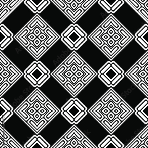  Vector seamless pattern. Modern stylish texture. Composition from regularly repeating geometrical elements. Vector illustrations. Black and white pattern.