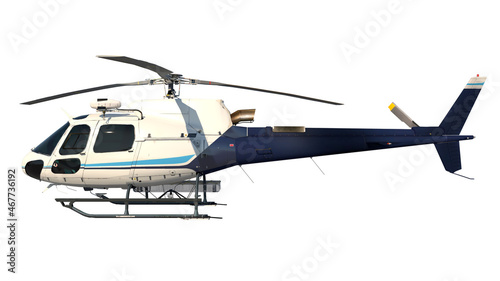 Helicopter 2- Lateral view white background 3D Rendering Ilustracion 3D
