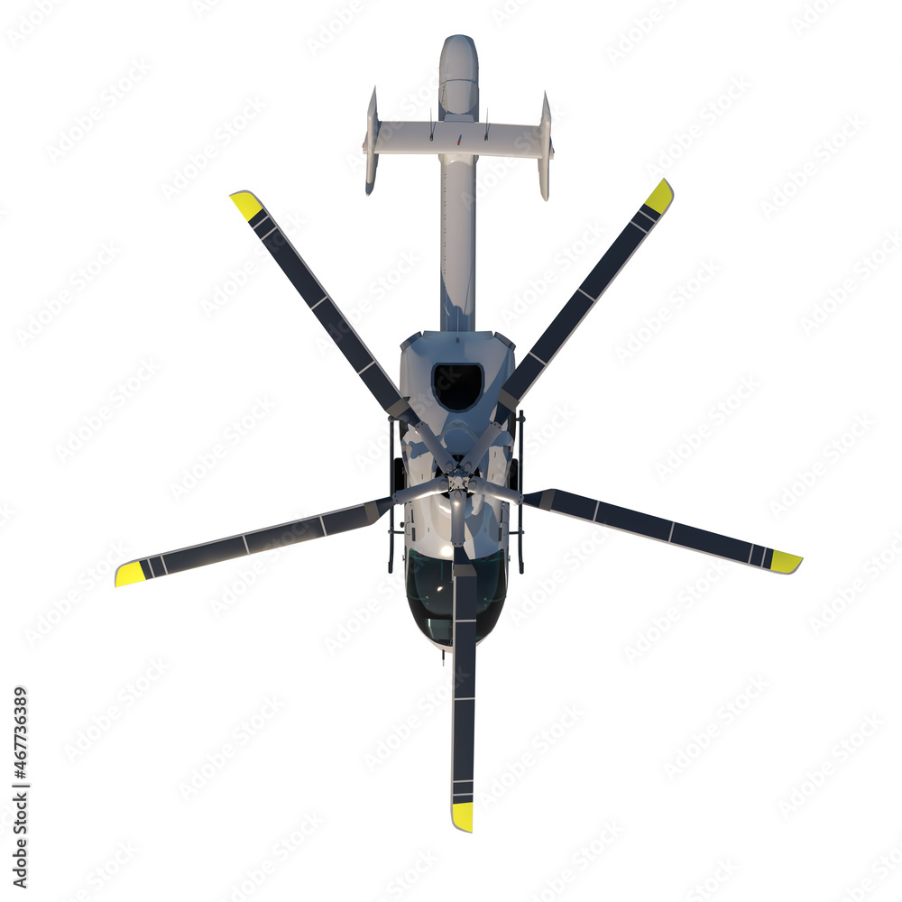 Helicopter 3- Top view white background 3D Rendering Ilustracion 3D Helicopter 3- Top view white background 3D Rendering Ilustracion 3D