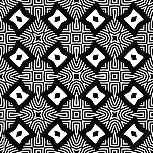 Vector seamless pattern. Modern stylish texture. Composition from regularly repeating geometrical elements. Vector illustrations. Black and white pattern.