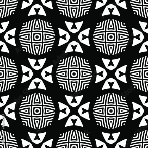 Vector seamless pattern. Modern stylish texture. Composition from regularly repeating geometrical elements. Vector illustrations. Black and white pattern.