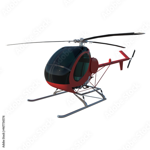 Ultra Light Helicopter 1- Perspective F view white background 3D Rendering Ilustracion 3D