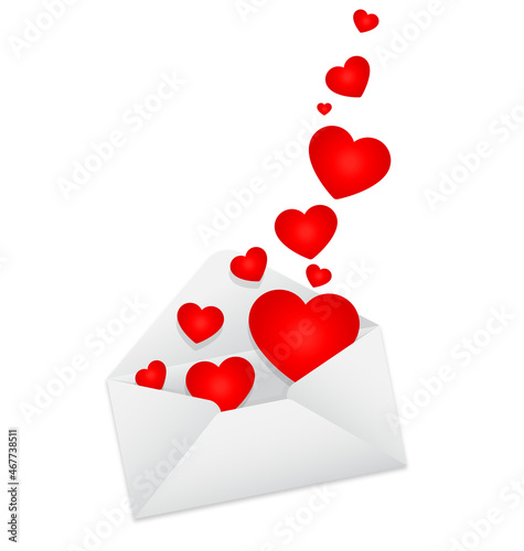 love letter open with hearts floating out