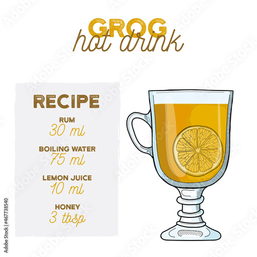 Grog Cocktail Illustration Recipe Drink with Ingredients