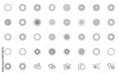 set of firework line icons, celebration, firecracker