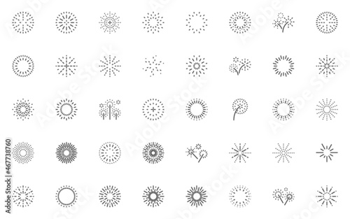 set of firework line icons, celebration, firecracker