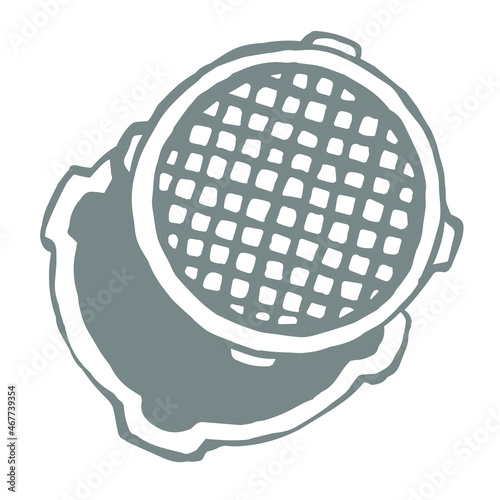 Round manhole cover. Vector drawing