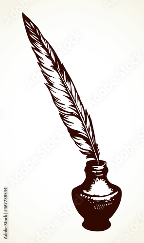 Pen in the inkwell. Vector drawing