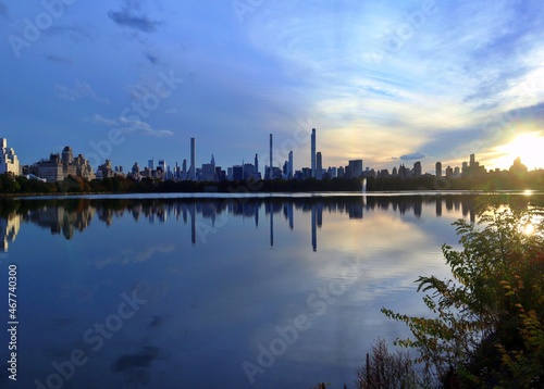 City Sunset across a Lake