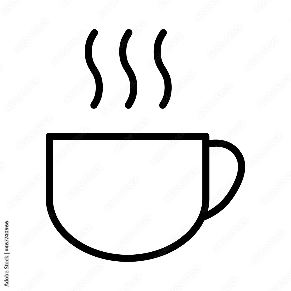 Coffee icon, breakfast drink cafe, cappuccino, hot simple isolated illustration, vector line